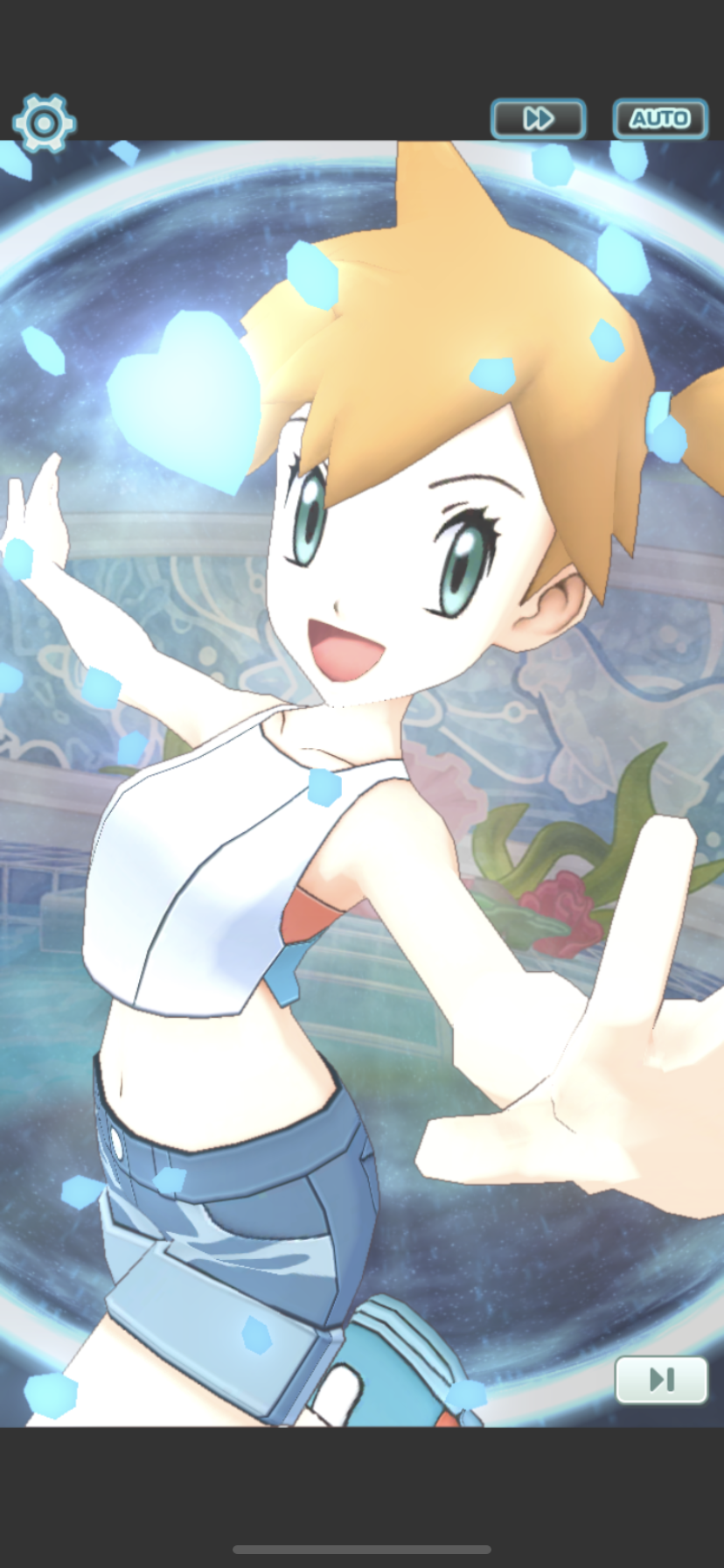 Misty performing her Sync Attack, or in other words, her special move.
